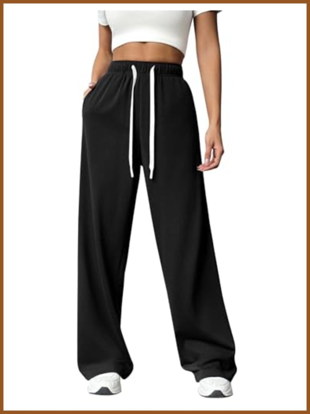 Wide Leg High Waisted Sweatpants Drawstring Pockets Casual Lounge